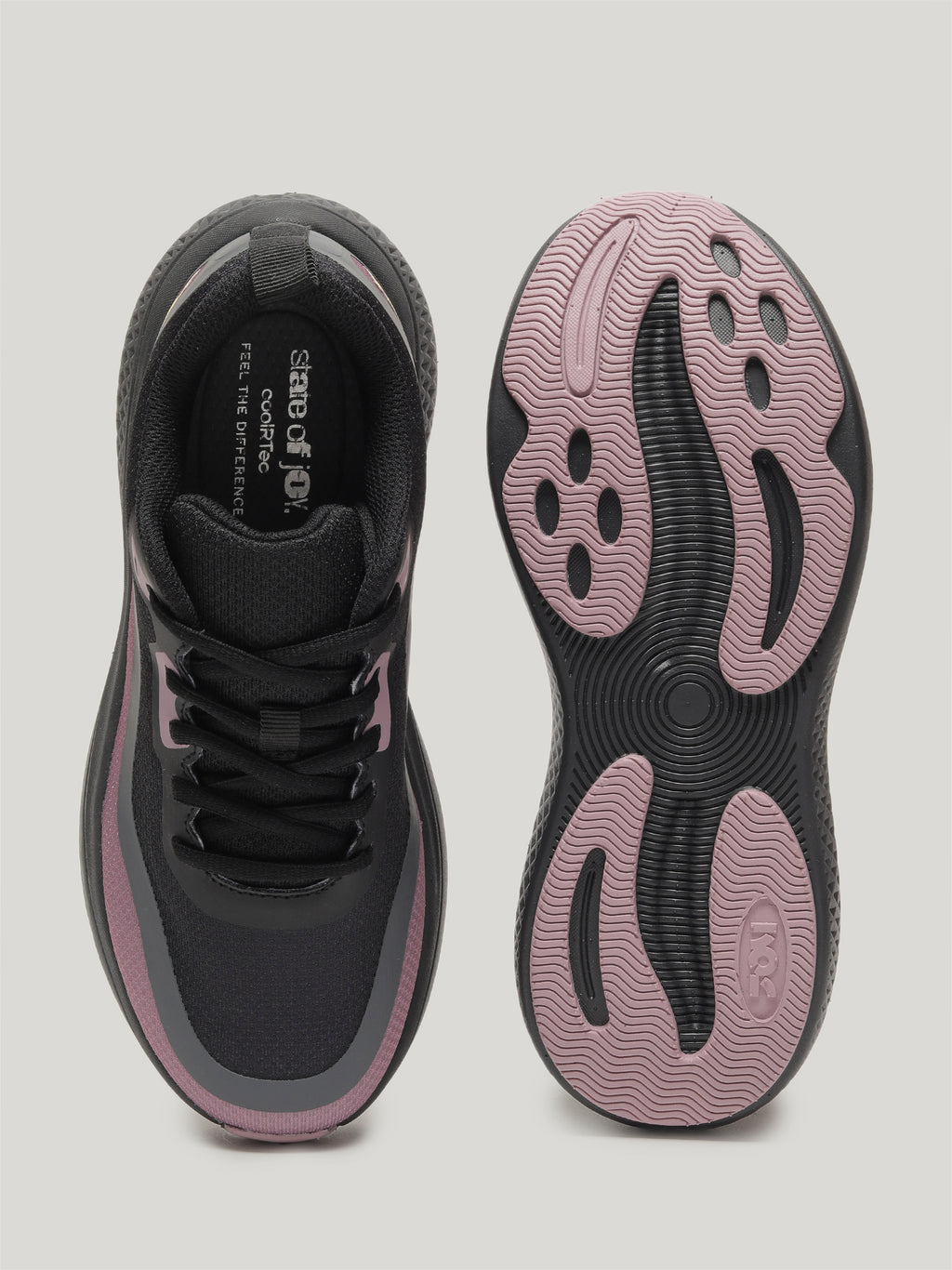 JW097 - Women's Lace Up Shoes Black / Mauve