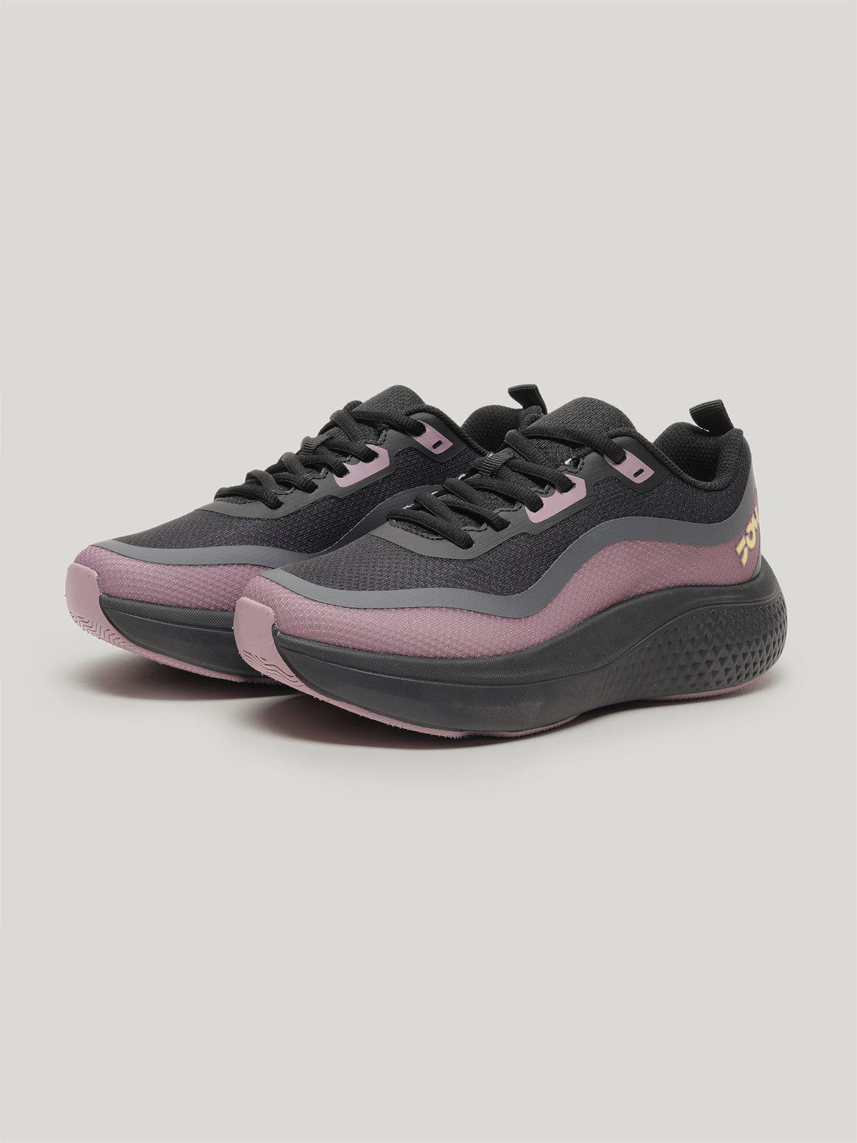 JW097 - Women's Lace Up Shoes Black / Mauve