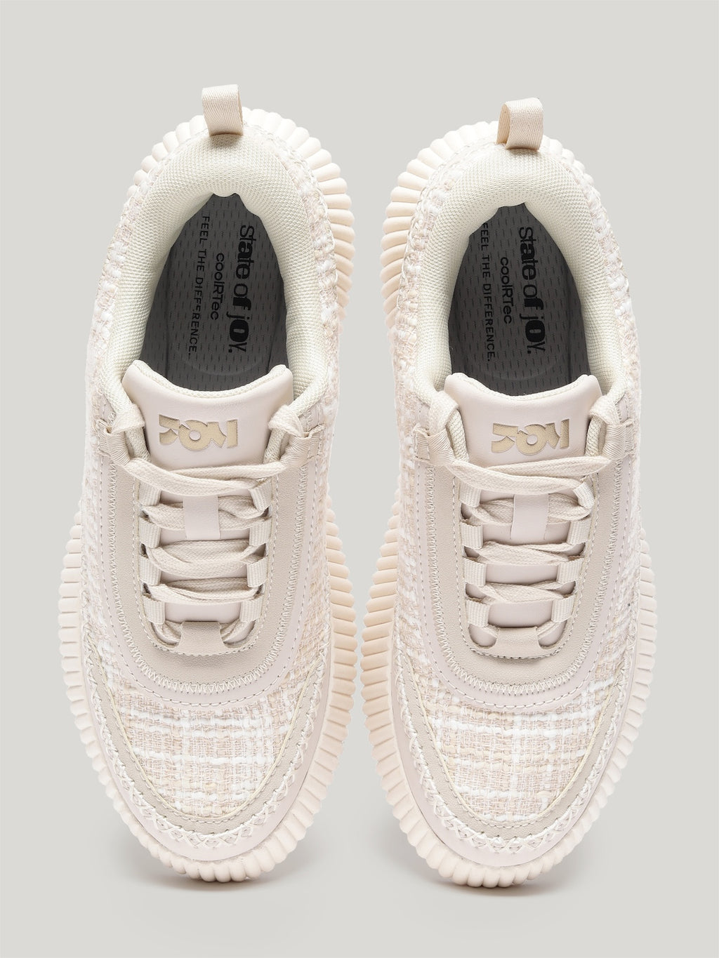 JW056 - Women's Lace Up Shoes Cream