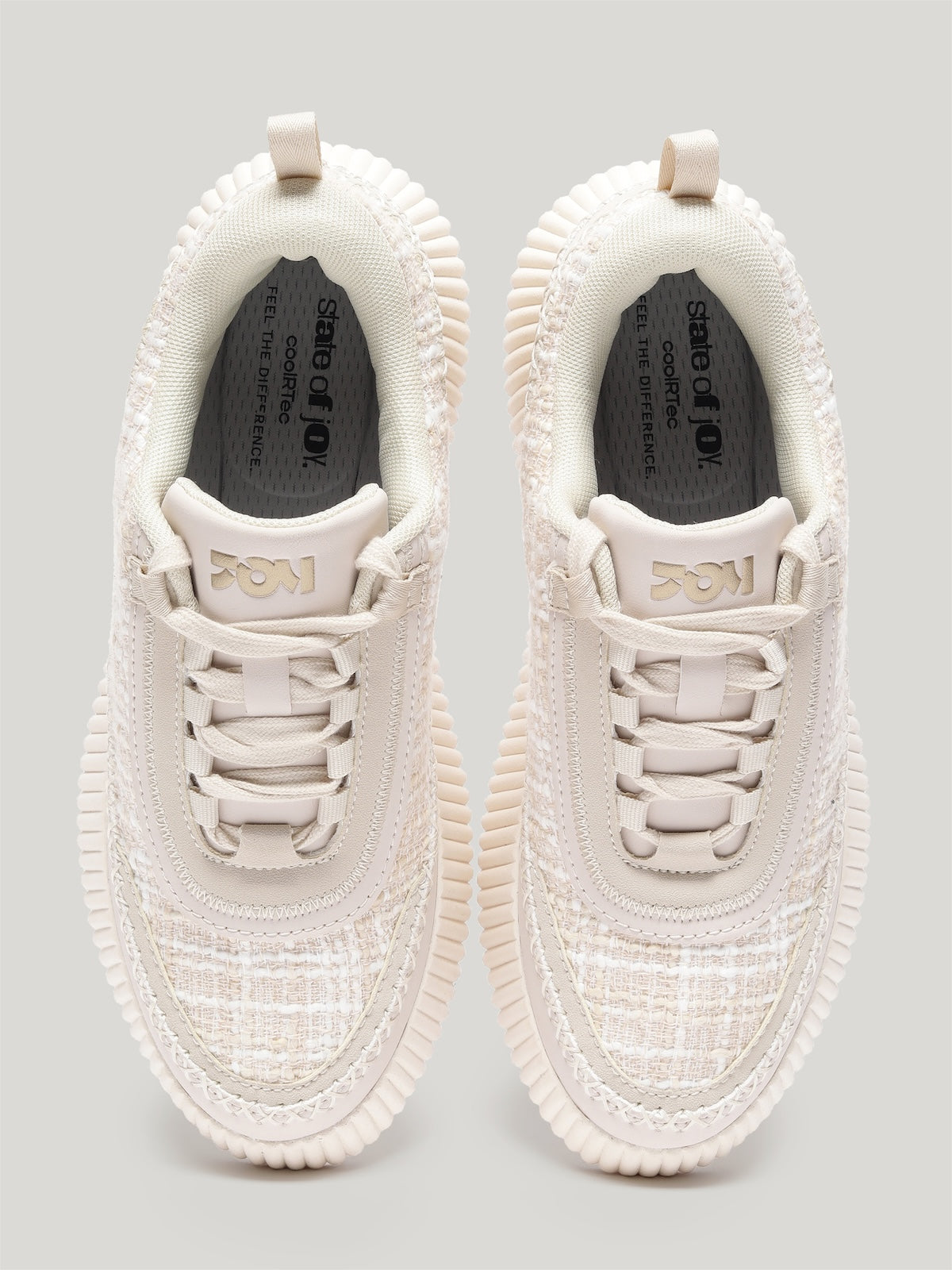 JW056 - Women's Lace Up Shoes Cream